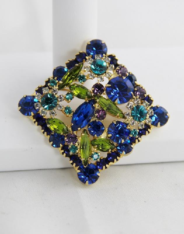 Front view of Blue Navettes Brooch