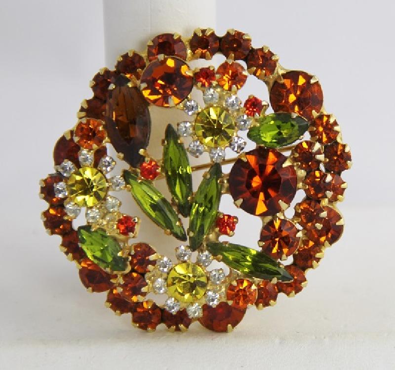 Front view of Fall Navettes Brooch