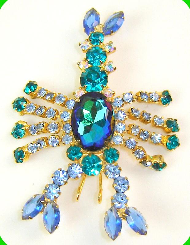 Front view of Blue Navettes Multi-Color/Shaded Brooch