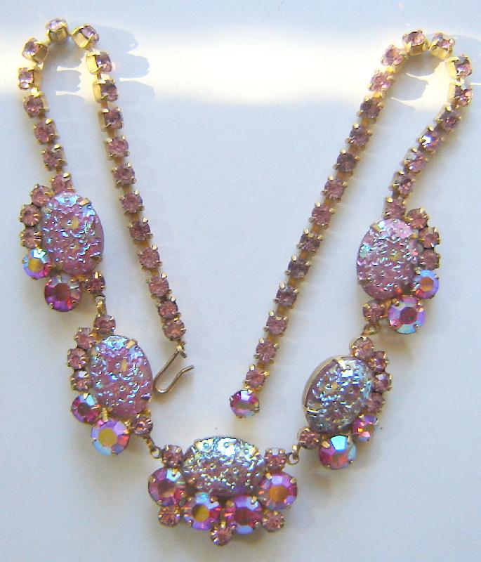 Front view of Pink Cabochons Molded/Cut Necklace