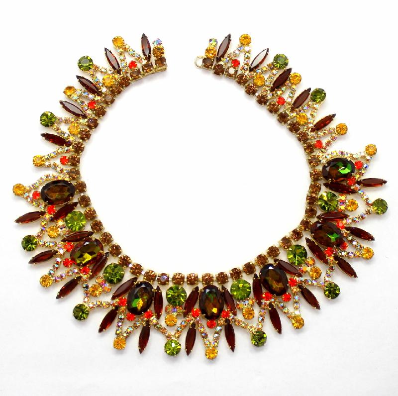 Front view of Fall Oval Multi-Color/Shaded Necklace