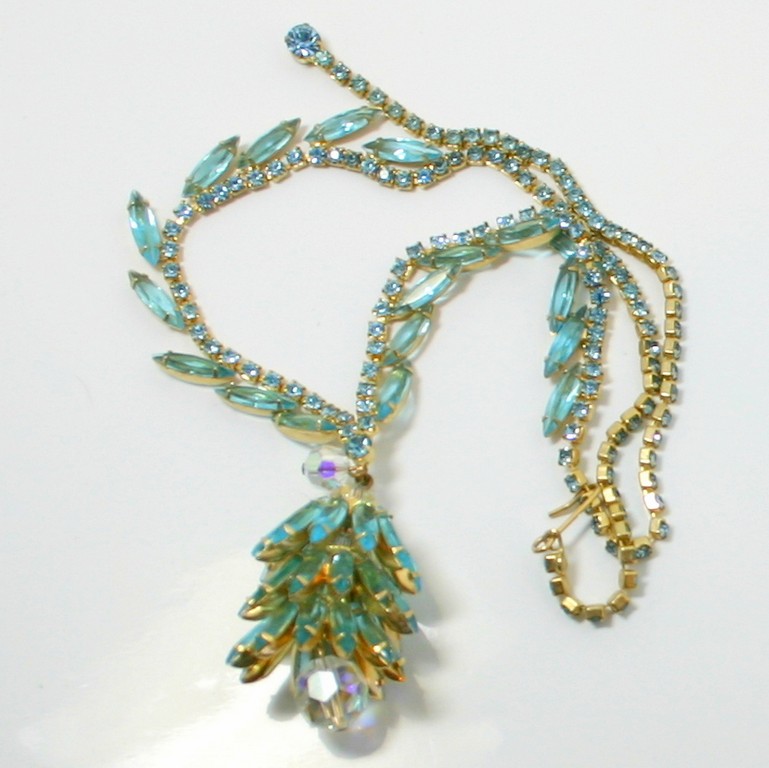 Front view of Blue Navettes Necklace