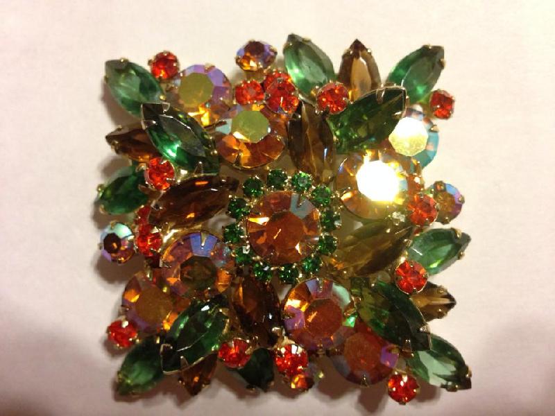 Front view of Fall Navettes Brooch