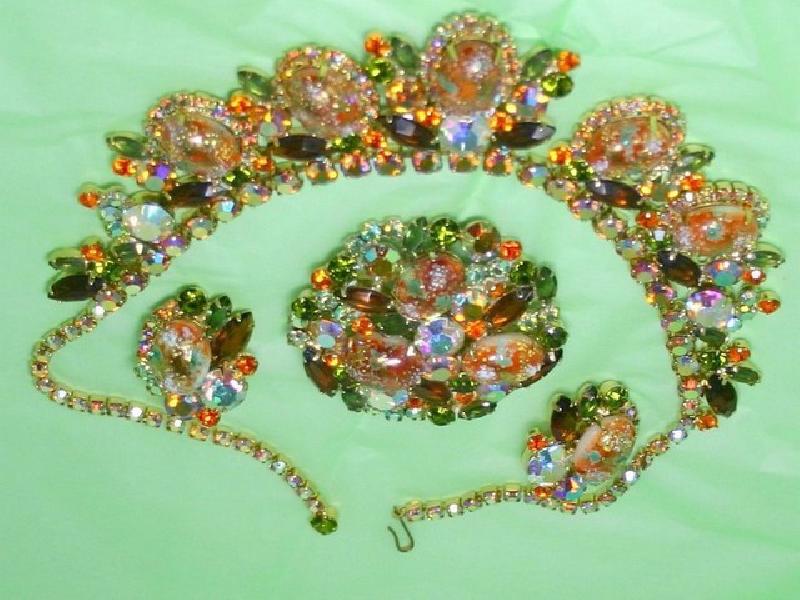 Front view of Orange Cabochons Painted (hand/Transfer) Earrings Clip