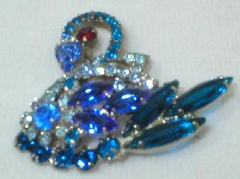 Front view of Blue Pear Brooch