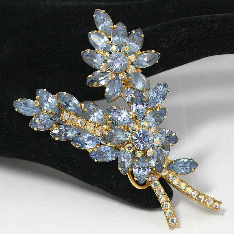 Front view of Blue Navettes Brooch