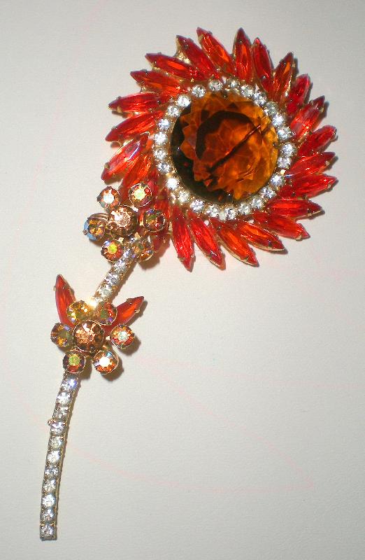 Front view of Orange Dentelle Brooch