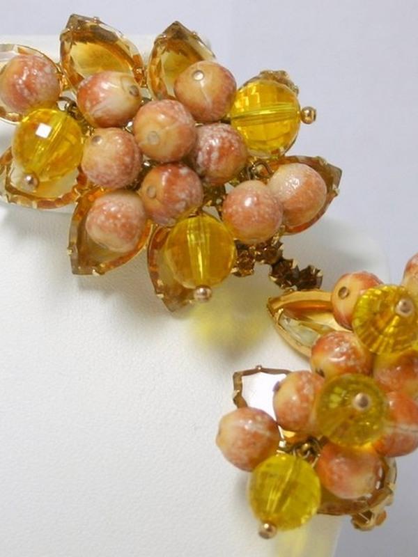 Front view of Topaz Pear Givre Brooch