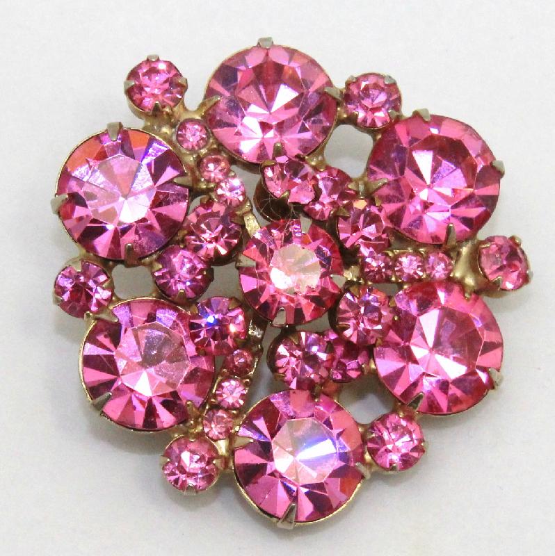 Front view of Pink Chatons Only Brooch