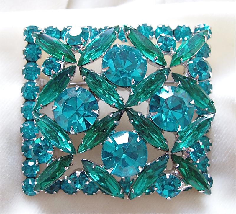 Front view of Green Navettes Brooch