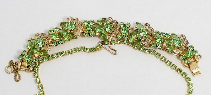Front view of Green Navettes Bracelet 5 Link