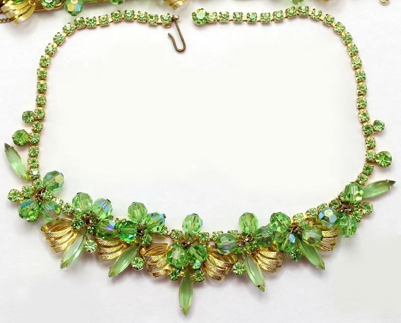 Front view of Green Navettes Necklace
