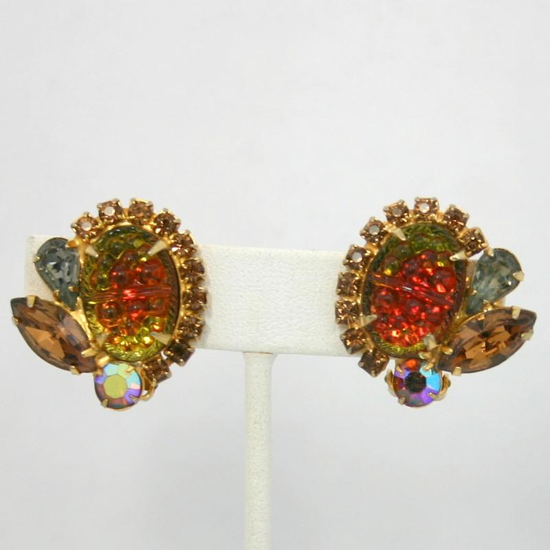 Front view of Topaz Cabochons Molded/Cut Earrings Clip