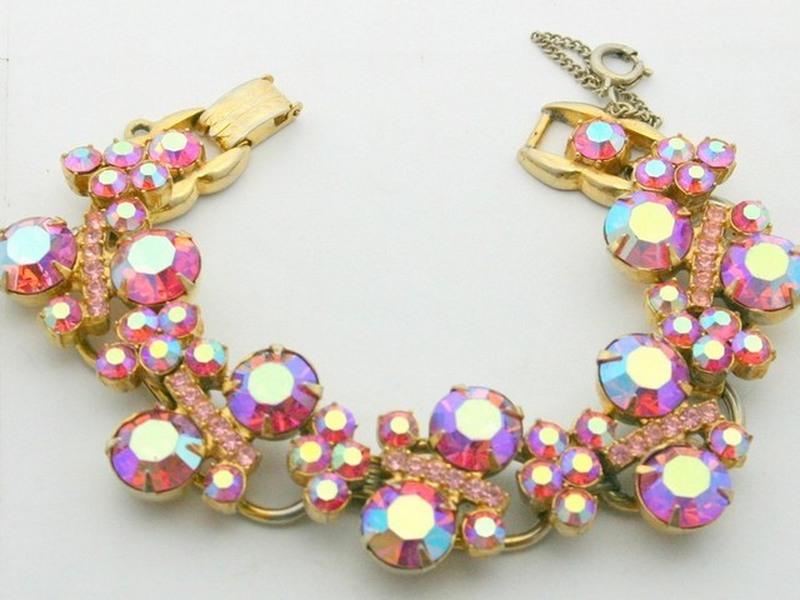 Front view of Pink Chatons Only Bracelet 5 Link