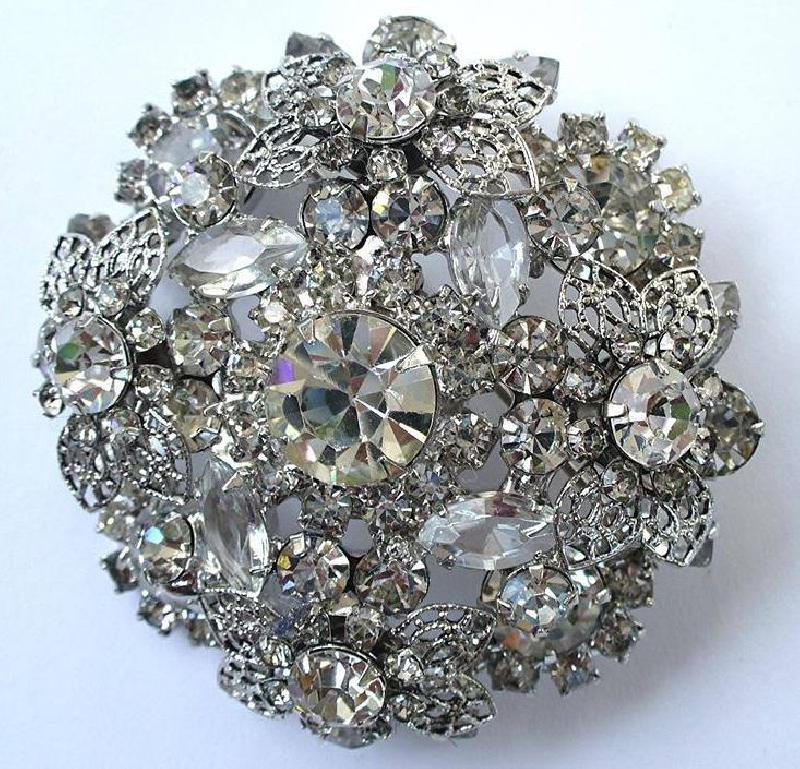Front view of Clear Navettes Brooch