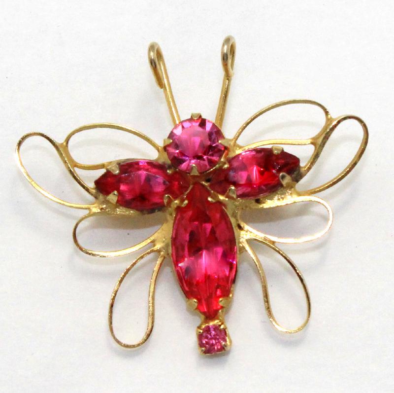 Front view of Pink Navettes Brooch