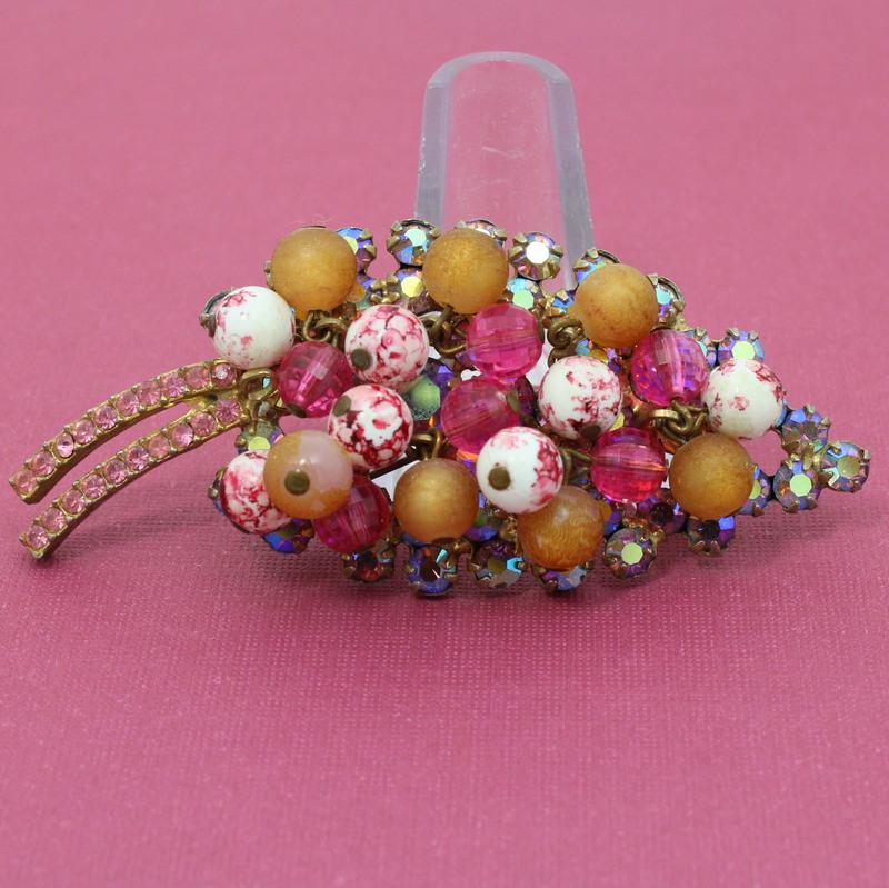 Front view of Pink Chatons Only Brooch