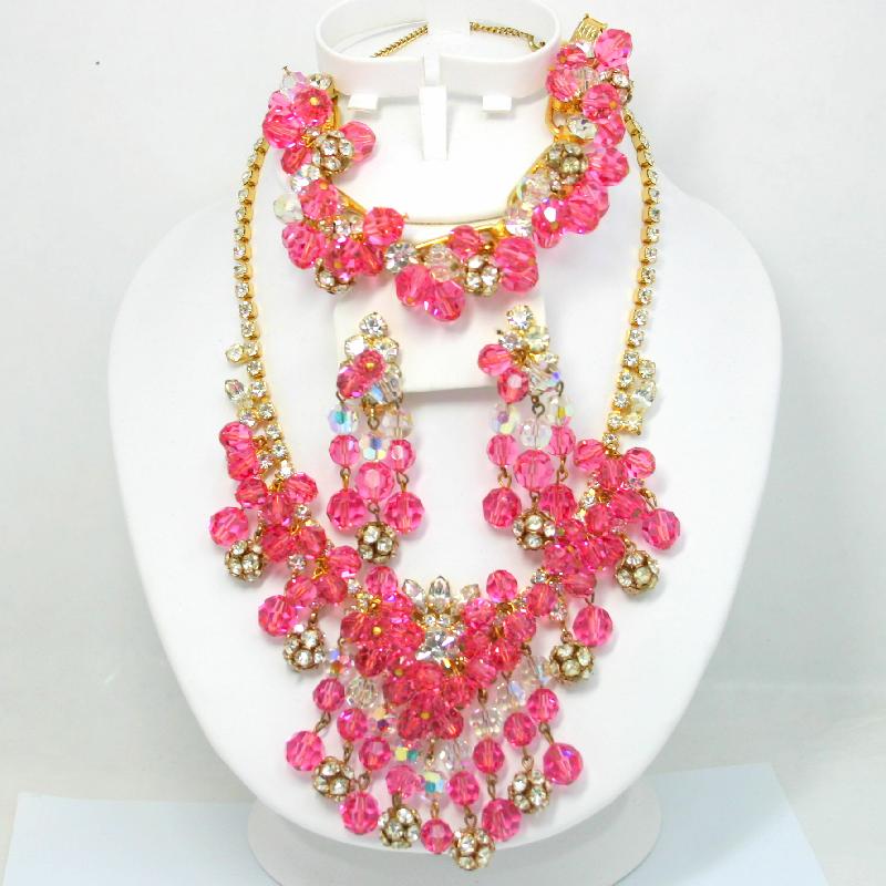 Front view of Pink Chatons Only Necklace