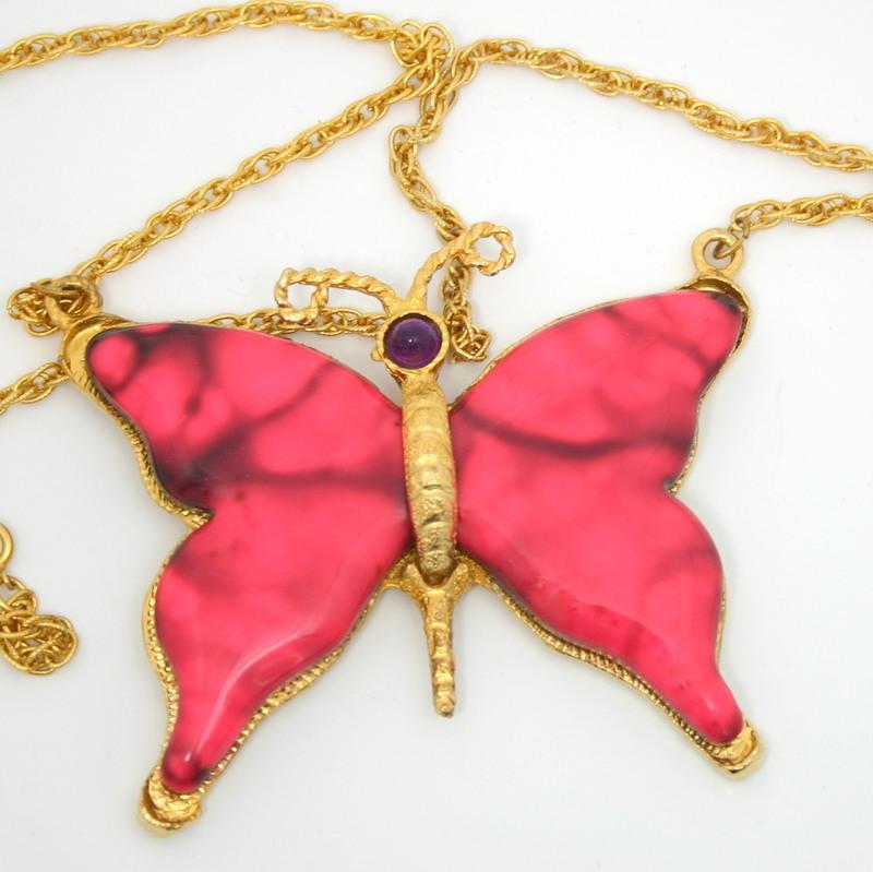 Front view of Pink Cabochons Plastic Pendant
