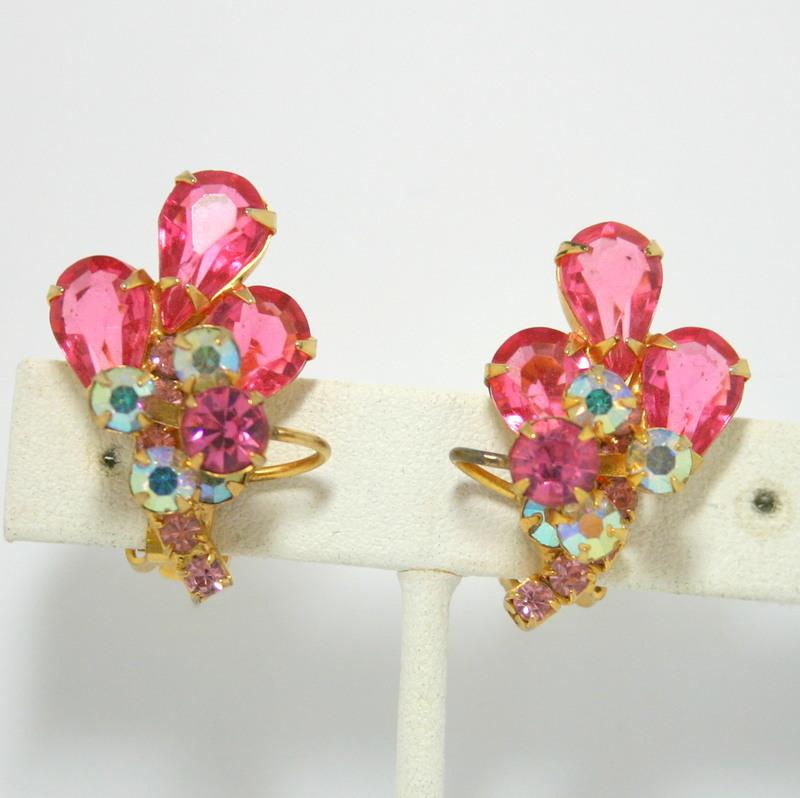 Front view of Pink Pear Earrings Clip