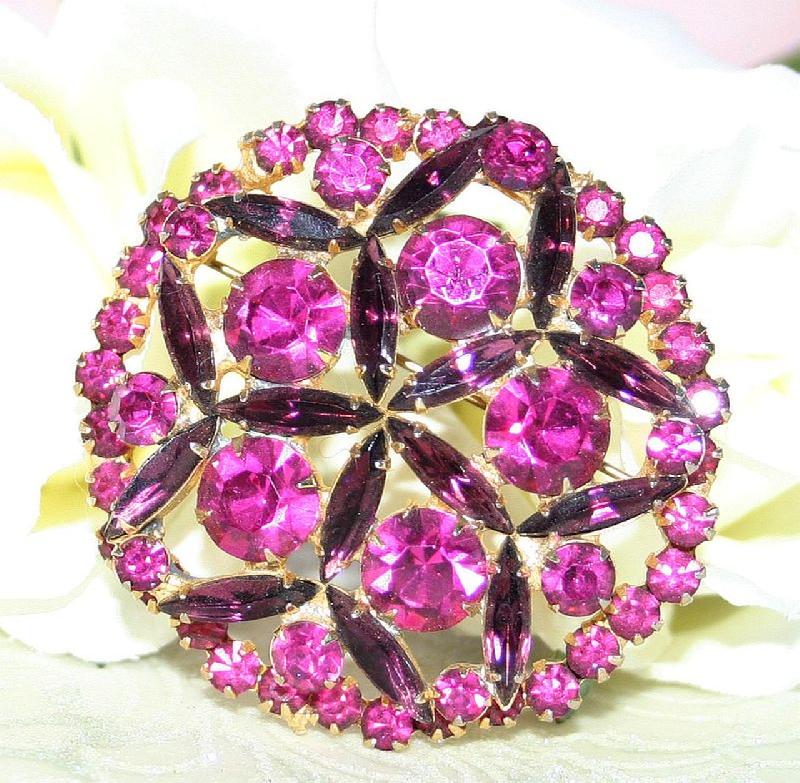 Front view of Pink Navettes Brooch