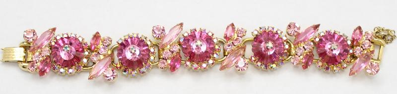 Front view of Pink Navettes Rivoli/Margarita Bracelet 5 Link