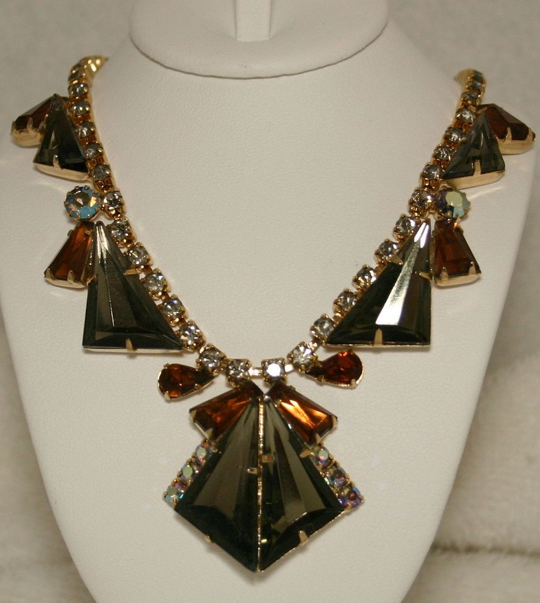 Front view of Topaz Triangle Necklace
