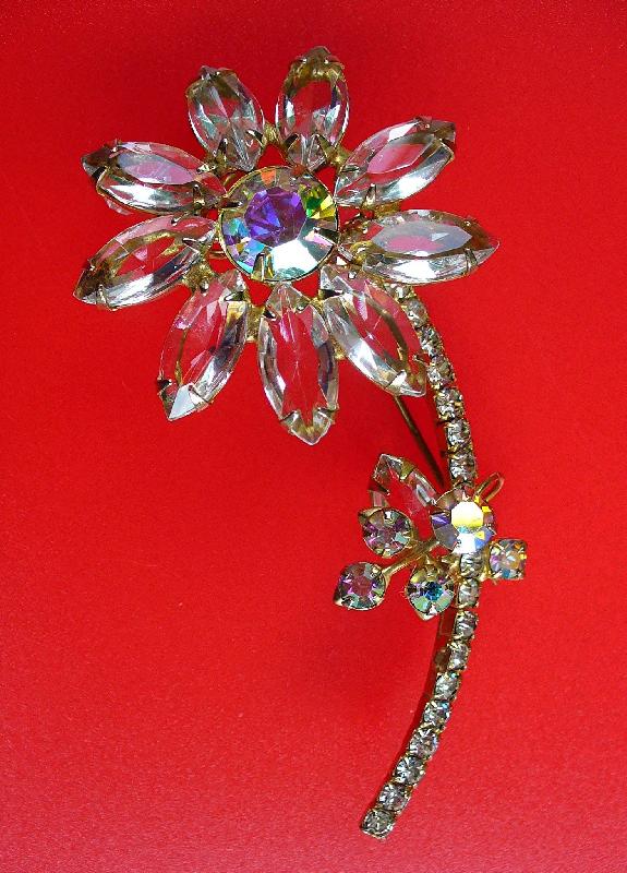 Front view of Clear Navettes Brooch