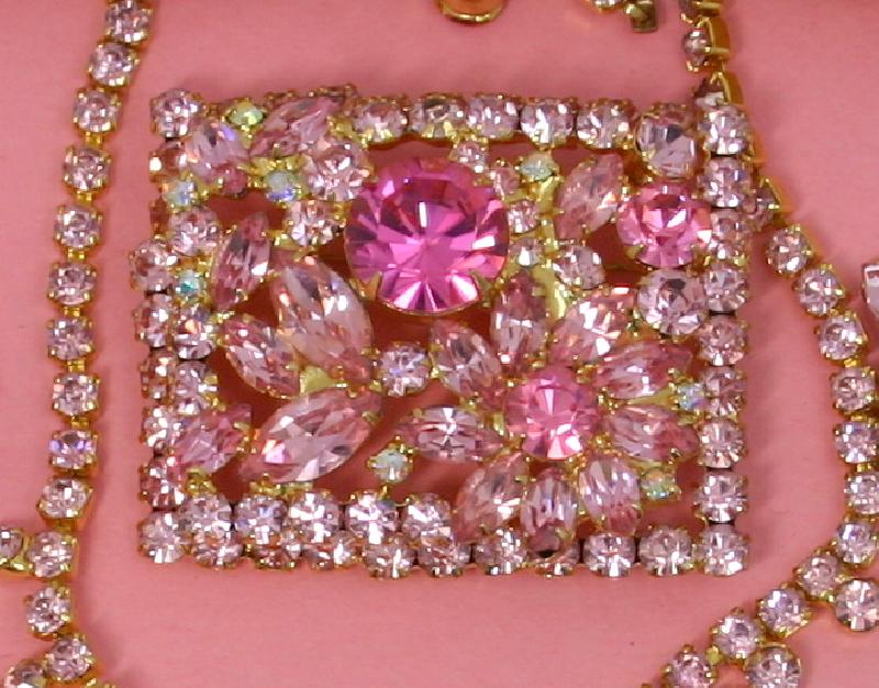 Front view of Pink Navettes Brooch