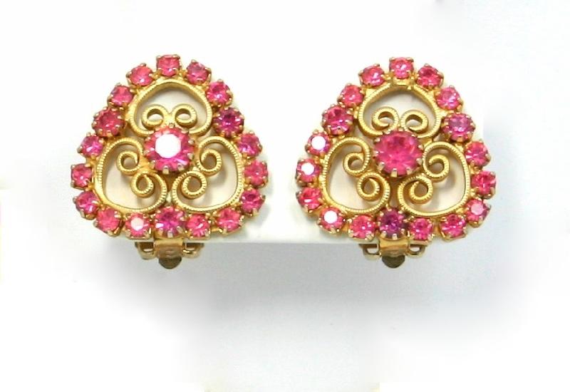 Front view of Pink Chatons Only Earrings Clip