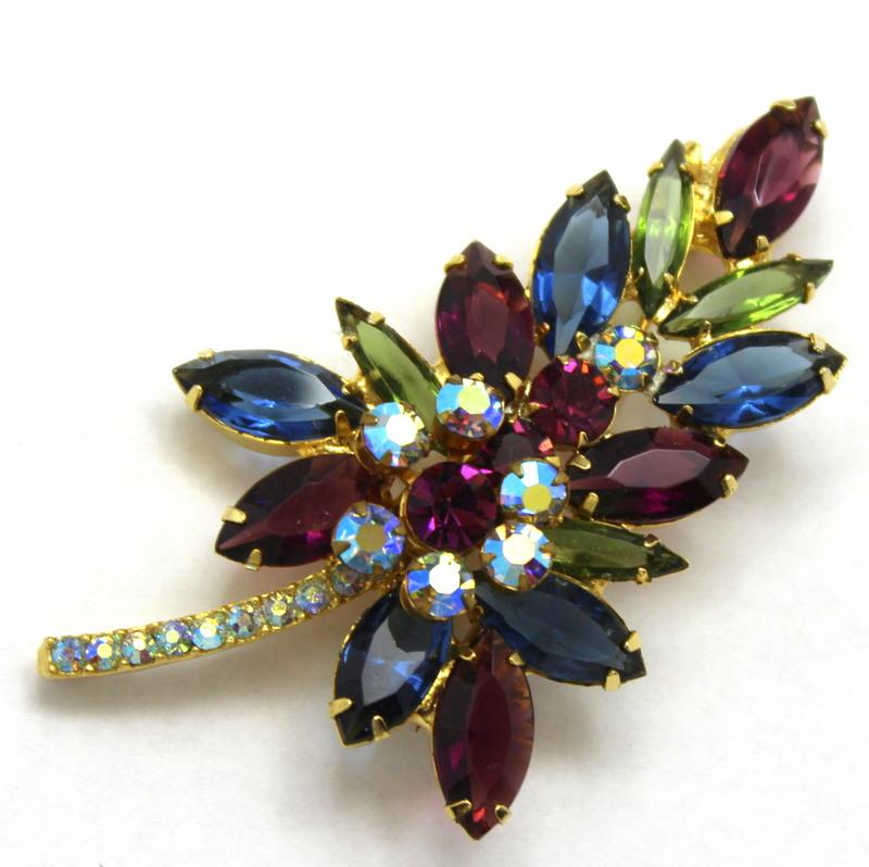 Front view of Multiple Colors Navettes Brooch