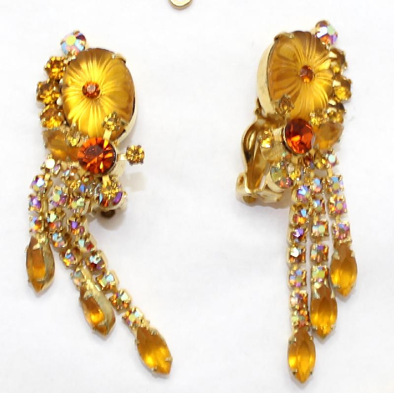 Front view of Yellow Pillowcase Molded/Cut Earrings Clip