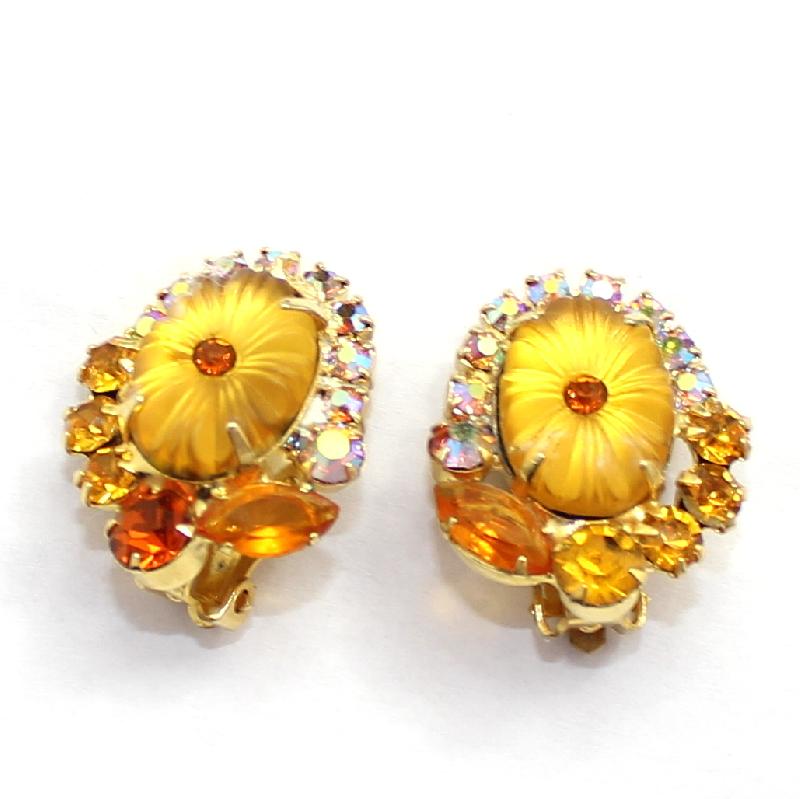 Front view of Yellow Pillowcase Molded/Cut Earrings Clip