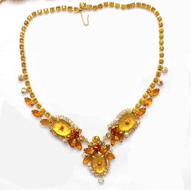 Front view of Yellow Pillowcase Molded/Cut Necklace