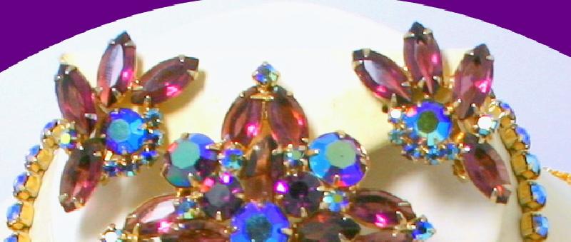 Front view of Purple (cardinal) Navettes Earrings Clip