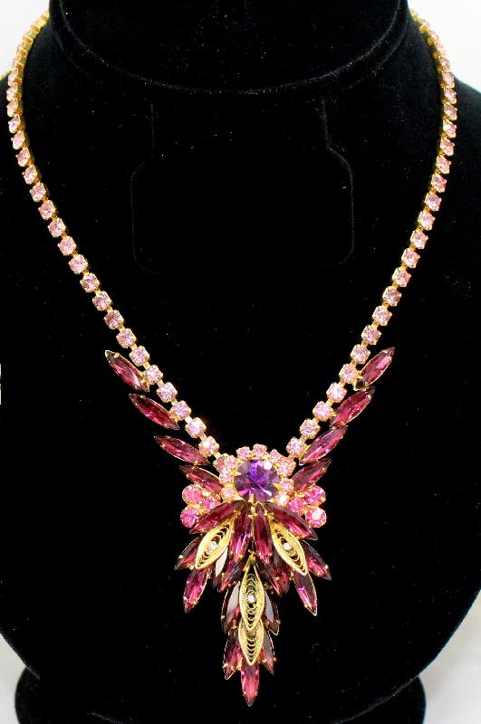 Front view of Purple (cardinal) Navettes Necklace