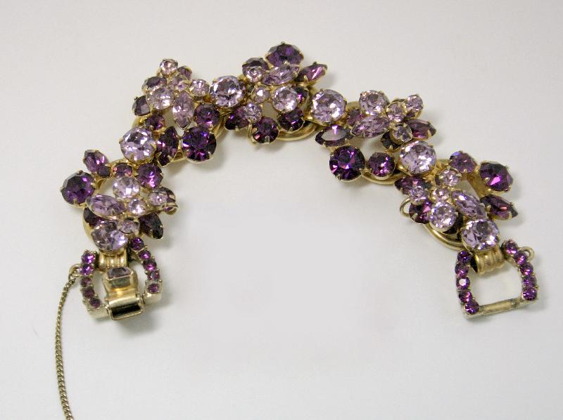 Front view of Purple (cardinal) Chatons Only Bracelet 5 Link