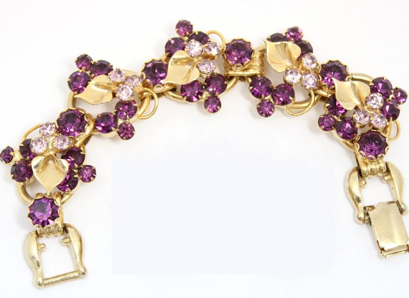 Front view of Purple (cardinal) Chatons Only Bracelet 5 Link