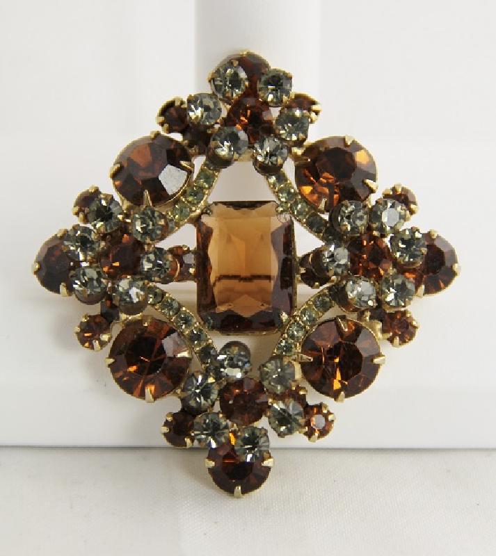 Front view of Topaz Emerald Cut Brooch