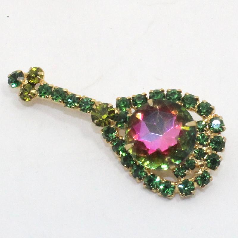 Front view of Green Dentelle Multi-Color/Shaded Brooch