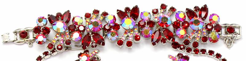 Front view of Red Navettes Bracelet 5 Link