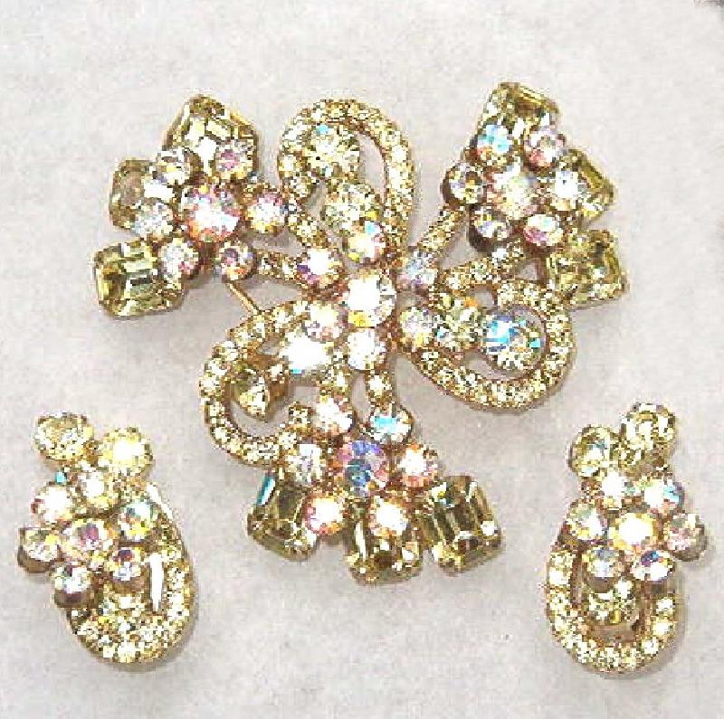 Front view of Yellow Chatons Only Earrings Clip