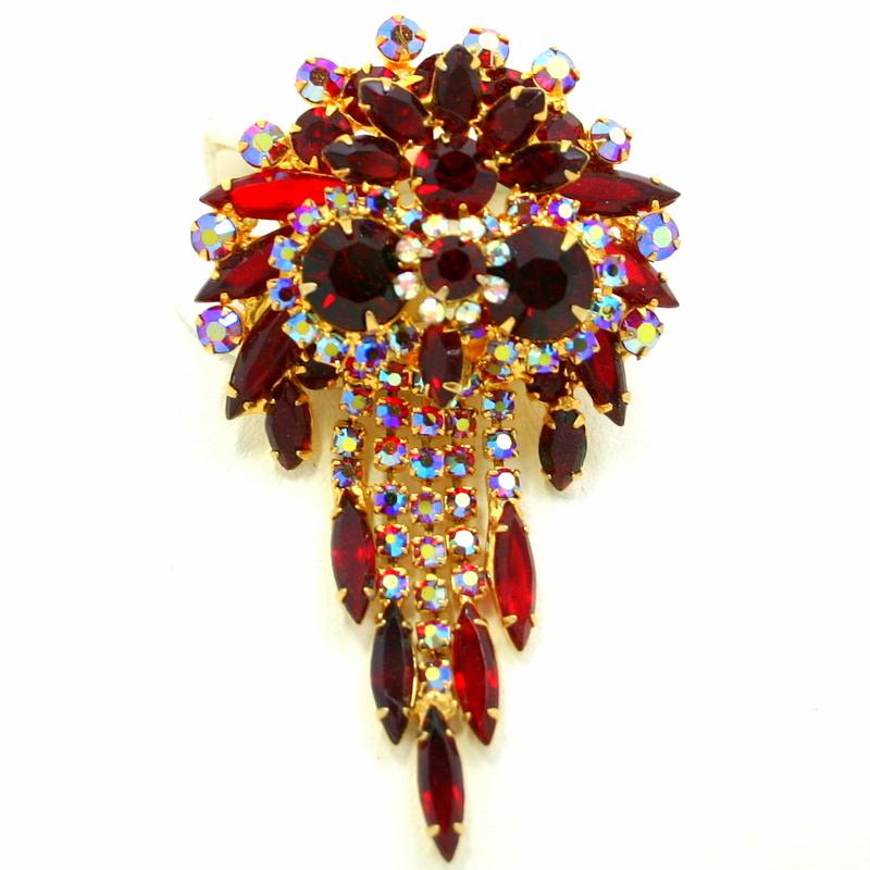 Front view of Red Navettes Pin Pendant