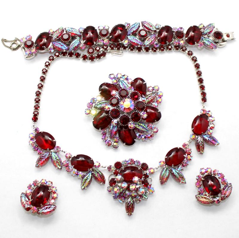 Front view of Red Cabochons Molded/Cut Necklace