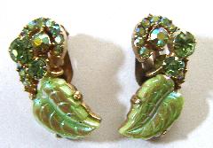 Green Leaf Molded/Cut Earrings Clip