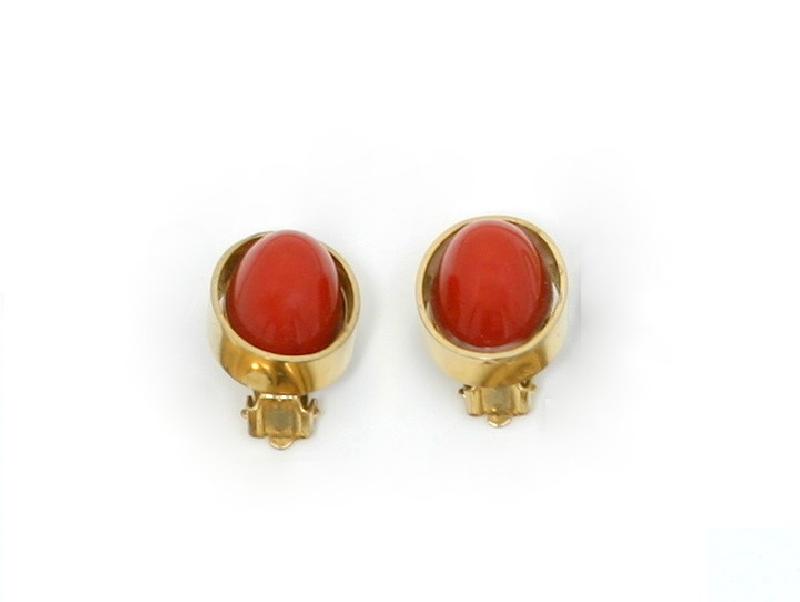 Front view of Red Cabochons Plastic Earrings Clip