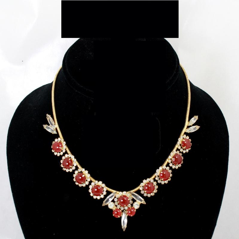 Front view of Red Cabochons Necklace