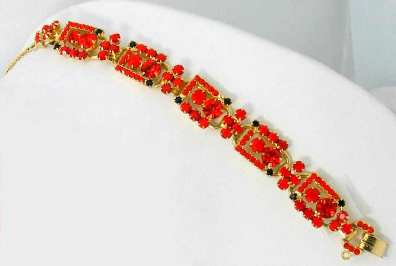 Front view of Red Chatons Only Bracelet 5 Link