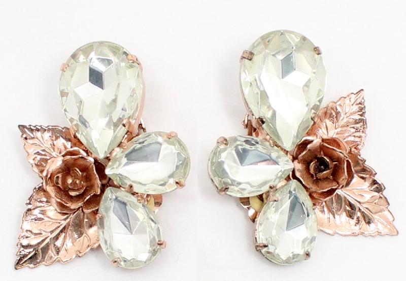 Front view of Clear Pear Earrings Clip