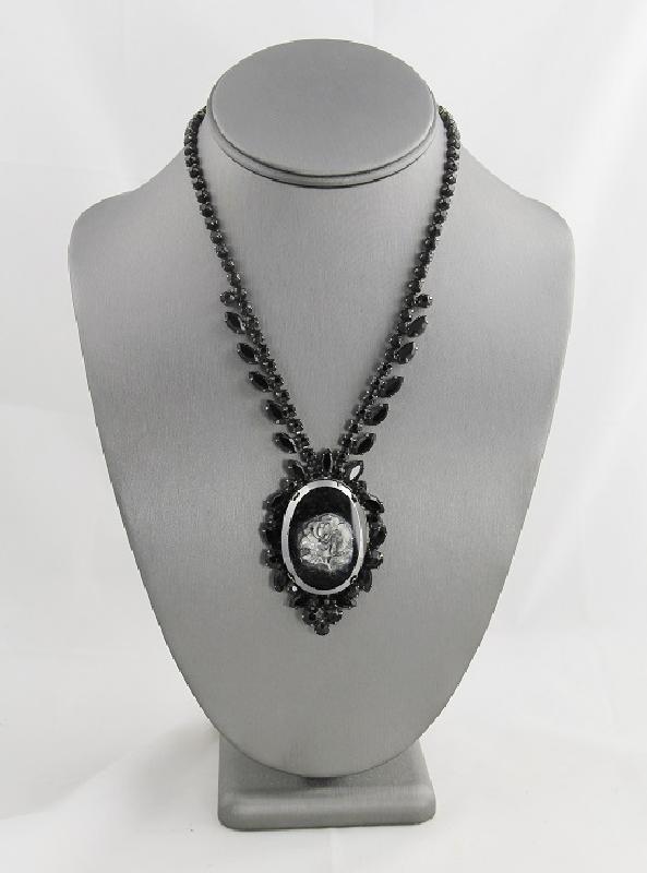 Front view of Hematite Oval Necklace